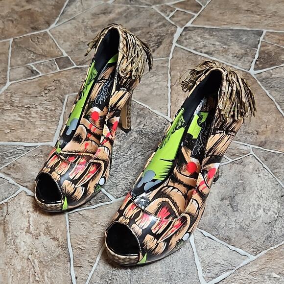 New in Box Iron Fist Tiki Toes Peep Toe Platform Heels Sz 5 - Picture 3 of 16
